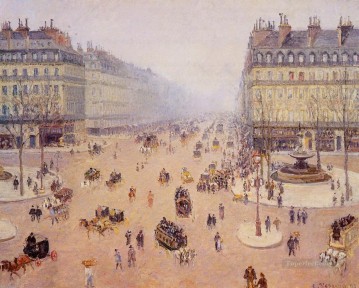  MIST Art - avenue de l opera place du thretre francais misty weather 1898 Camille Pissarro